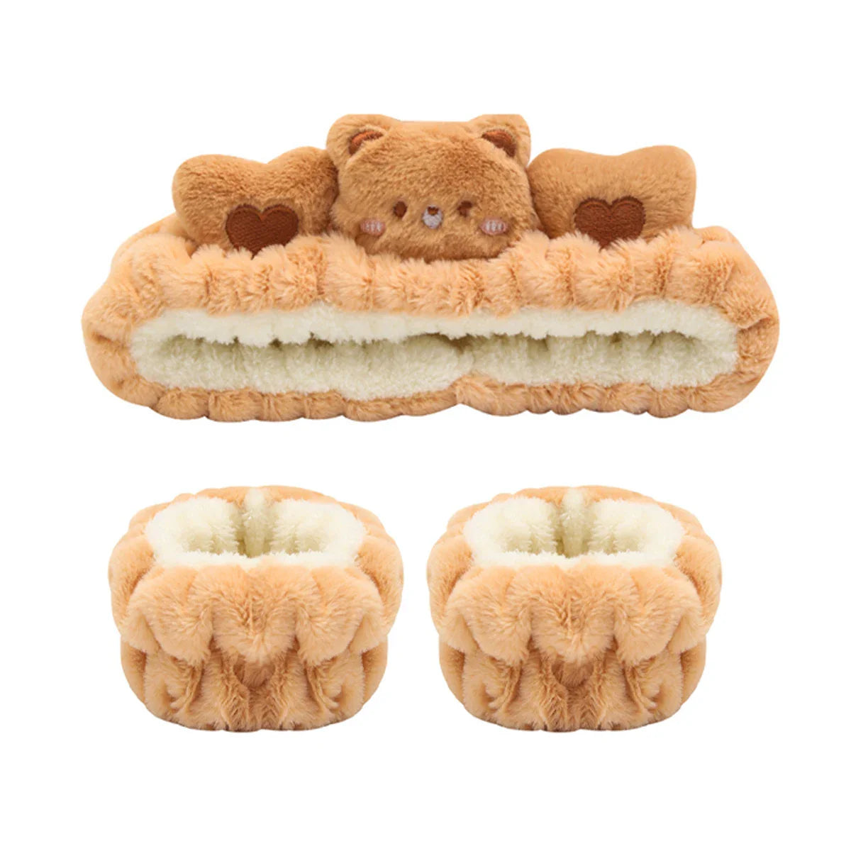 3Pcs Set Makeup Headband Wristband Set Cute Animal Face Wash Cleaning Spa Hairhand for Women